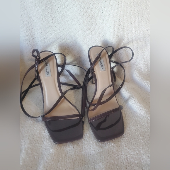 Steve Madden Shoes - Brown Steve Madden Squared Toe Strappy Heels 10M
